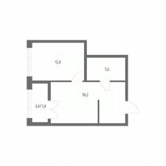 ЖК «NEWПИТЕР», планировка 1-комнатной квартиры, 37.40 м²