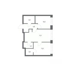 ЖК «NEWПИТЕР», планировка 2-комнатной квартиры, 54.41 м²