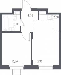 МФК «Люберцы 2023», планировка 1-комнатной квартиры, 32.10 м²