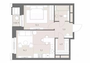 ЖК «Родина Парк», планировка 2-комнатной квартиры, 48.80 м²