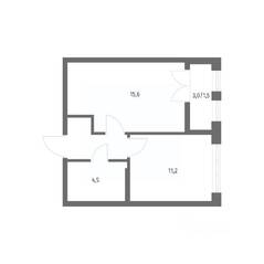 ЖК «NEWПИТЕР», планировка 1-комнатной квартиры, 36.60 м²
