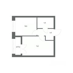 ЖК «NEWПИТЕР», планировка 1-комнатной квартиры, 35.85 м²