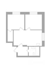 ЖК «Радость», планировка 3-комнатной квартиры, 45.31 м²