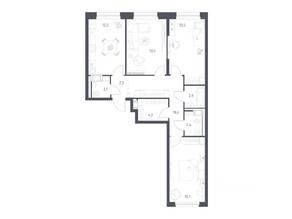 ЖК «Мытищи Парк», планировка 3-комнатной квартиры, 76.70 м²