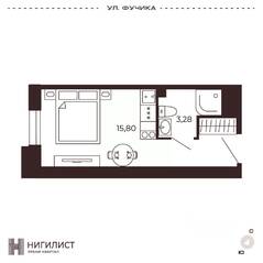 МФК «Нигилист (Concept)», планировка 1-комнатной квартиры, 18.99 м²