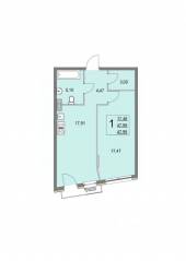 МЖК «Эльйон», планировка 1-комнатной квартиры, 48.00 м²