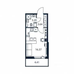 ЖК «Полис ЛАВрики», планировка студии, 22.90 м²