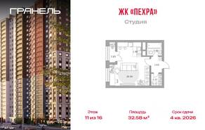 ЖК «Пехра», планировка студии, 32.58 м²