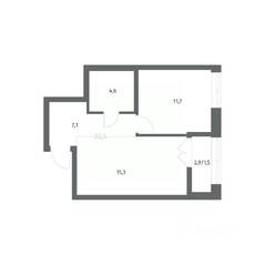 ЖК «NEWПИТЕР», планировка 1-комнатной квартиры, 40.15 м²