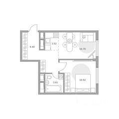 ЖК «Аникеевский», планировка 2-комнатной квартиры, 37.15 м²