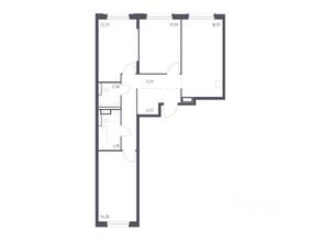 ЖК «Новые Лаврики», планировка 3-комнатной квартиры, 75.93 м²