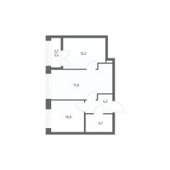 ЖК «NEWПИТЕР», планировка 2-комнатной квартиры, 49.40 м²