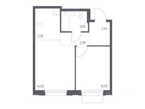 ЖК «Новое Внуково», планировка 1-комнатной квартиры, 40.90 м²