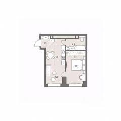 ЖК «Родина Парк», планировка 2-комнатной квартиры, 46.10 м²