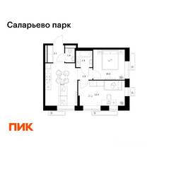 ЖК «Саларьево парк», планировка 2-комнатной квартиры, 46.40 м²