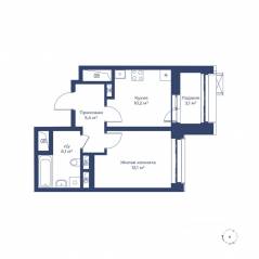 ЖК «Цветочный город», планировка 1-комнатной квартиры, 35.40 м²