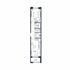 ЖК «Полис Новоселье», планировка 1-комнатной квартиры, 39.26 м²