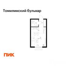 ЖК «Томилинский бульвар», планировка студии, 23.00 м²
