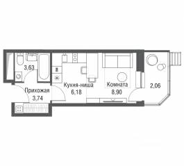 ЖК «Одинбург», планировка студии, 24.51 м²