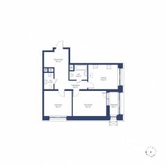 ЖК «Цветочный город», планировка 2-комнатной квартиры, 70.20 м²