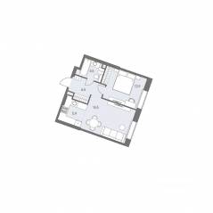 ЖК «Родина Переделкино», планировка 2-комнатной квартиры, 47.30 м²