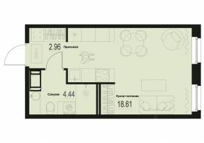 ЖК «ID Murino III», планировка студии, 26.01 м²