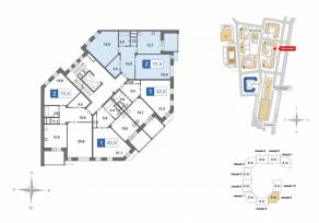 ЖК «Ново-Никольское», планировка 2-комнатной квартиры, 72.90 м²