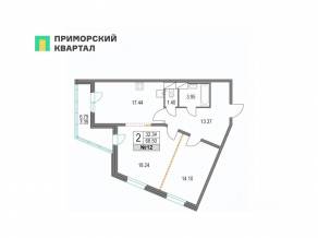 ЖК «Приморский квартал», планировка 2-комнатной квартиры, 68.60 м²