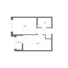 ЖК «NEWПИТЕР», планировка 1-комнатной квартиры, 38.60 м²