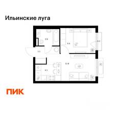 ЖК «Ильинские луга», планировка 1-комнатной квартиры, 32.70 м²