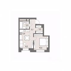 ЖК «Родина Парк», планировка 1-комнатной квартиры, 40.80 м²