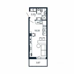 ЖК «Полис ЛАВрики», планировка студии, 23.70 м²