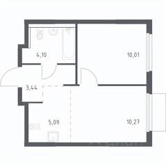 ЖК «Пригород Лесное», планировка 1-комнатной квартиры, 32.91 м²