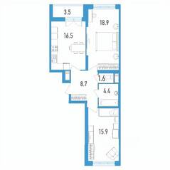 ЖК «Колумб», планировка 2-комнатной квартиры, 67.80 м²