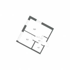 ЖК «NEWПИТЕР», планировка 1-комнатной квартиры, 36.66 м²