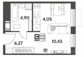 ЖК Арт-квартал «Публицист», планировка студии, 25.65 м²