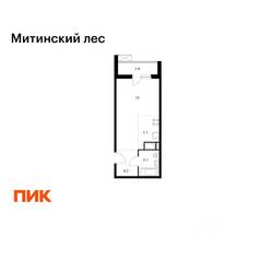 ЖК «Митинский лес», планировка студии, 33.40 м²