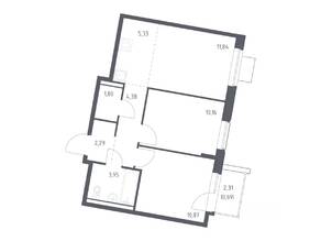 ЖК «Квартал Западный», планировка 2-комнатной квартиры, 51.31 м²