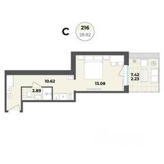 Апарт-комплекс «Лиговский, 127», планировка студии, 28.82 м²