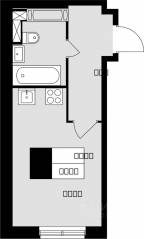 ЖК «Школьный (Климовск)», планировка студии, 24.00 м²