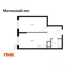 ЖК «Митинский лес», планировка 1-комнатной квартиры, 42.60 м²