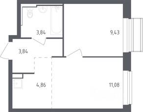 ЖК «Рублевский Квартал», планировка 1-комнатной квартиры, 32.50 м²