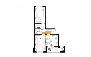 ЖК «Планерный квартал», планировка 2-комнатной квартиры, 59.88 м²