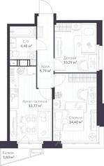 ЖК «ВЕРЕН НОРТ Сертолово», планировка 2-комнатной квартиры, 49.27 м²