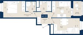 ЖК «Новатория», планировка 2-комнатной квартиры, 47.74 м²