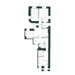 ЖК «Моисеенко, 10», планировка 3-комнатной квартиры, 123.60 м²