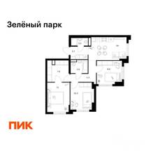 ЖК «Зеленый парк», планировка 3-комнатной квартиры, 67.20 м²