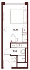 МФК «SAAN», планировка студии, 21.79 м²