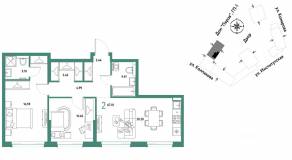 ЖК «Страна.Парковая», планировка 2-комнатной квартиры, 67.01 м²