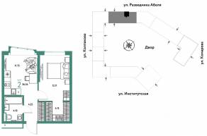ЖК «Страна.Парковая», планировка 2-комнатной квартиры, 36.34 м²